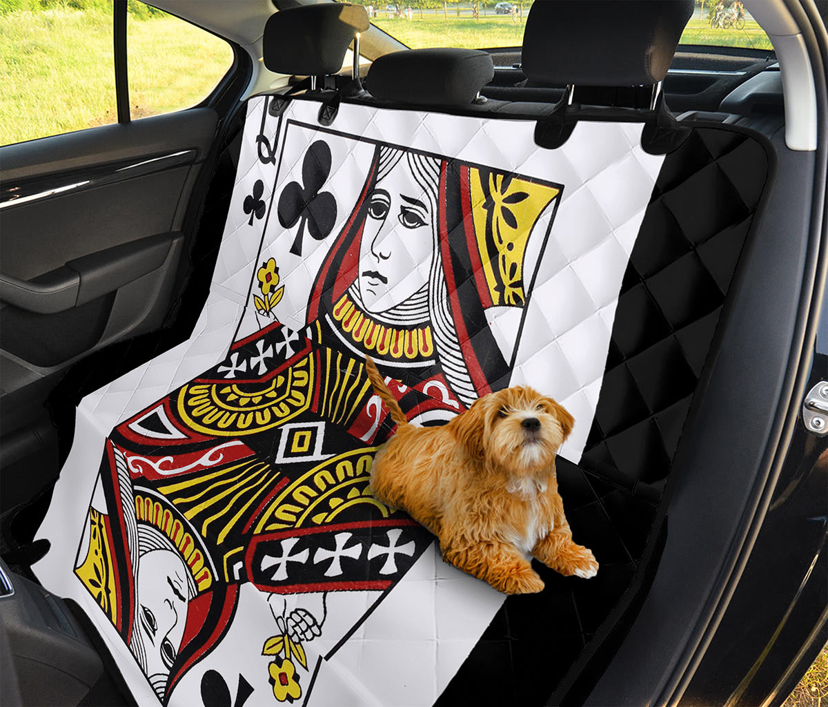 Queen Of Clubs Playing Card Print Pet Car Back Seat Cover