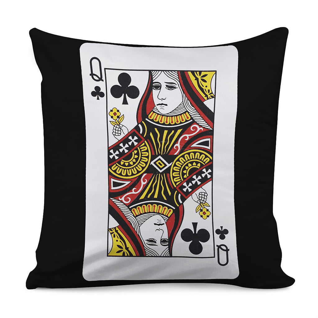 Queen Of Clubs Playing Card Print Pillow Cover