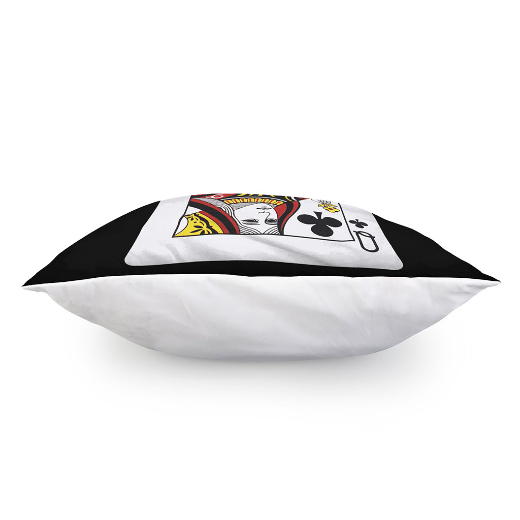 Queen Of Clubs Playing Card Print Pillow Cover