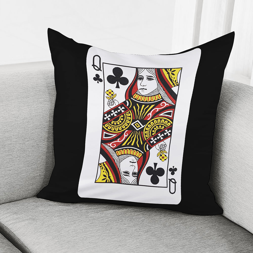 Queen Of Clubs Playing Card Print Pillow Cover