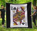 Queen Of Clubs Playing Card Print Quilt
