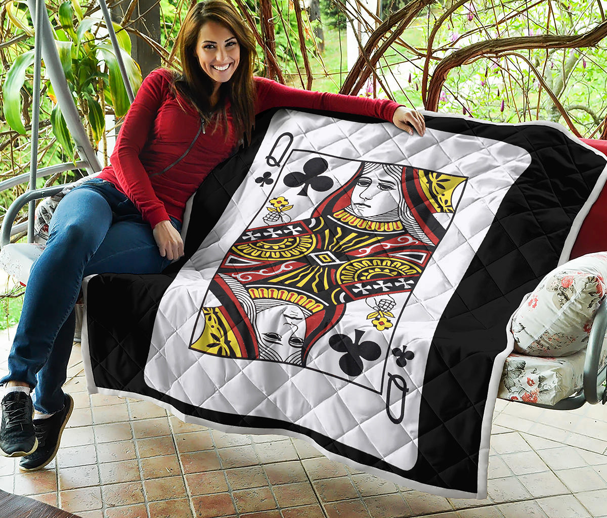 Queen Of Clubs Playing Card Print Quilt