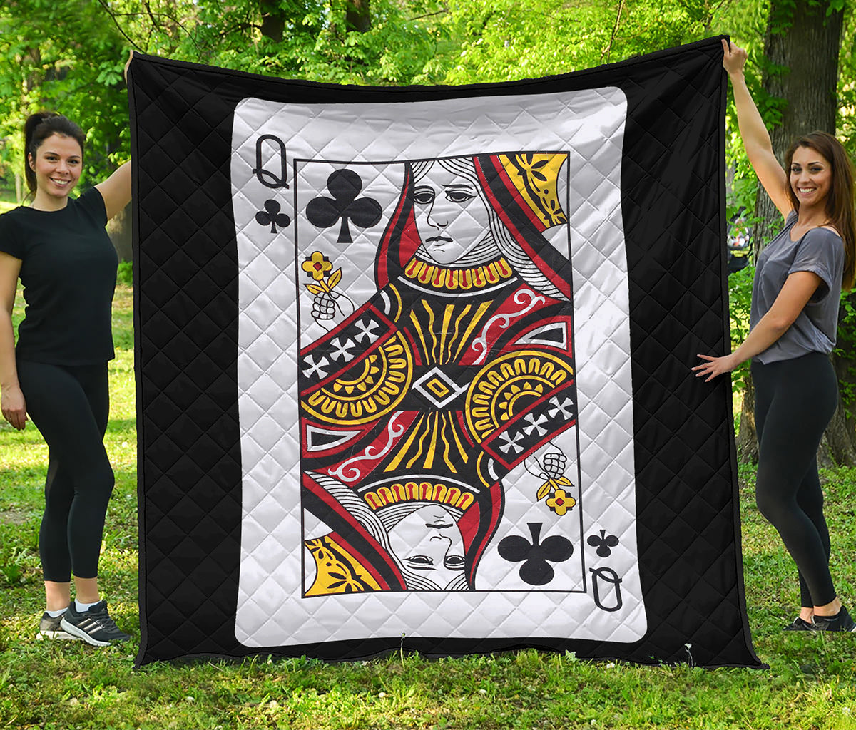 Queen Of Clubs Playing Card Print Quilt