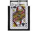 Queen Of Clubs Playing Card Print Quilt Bed Set