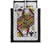 Queen Of Clubs Playing Card Print Quilt Bed Set
