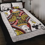 Queen Of Clubs Playing Card Print Quilt Bed Set