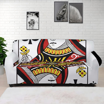Queen Of Clubs Playing Card Print Sofa Cover