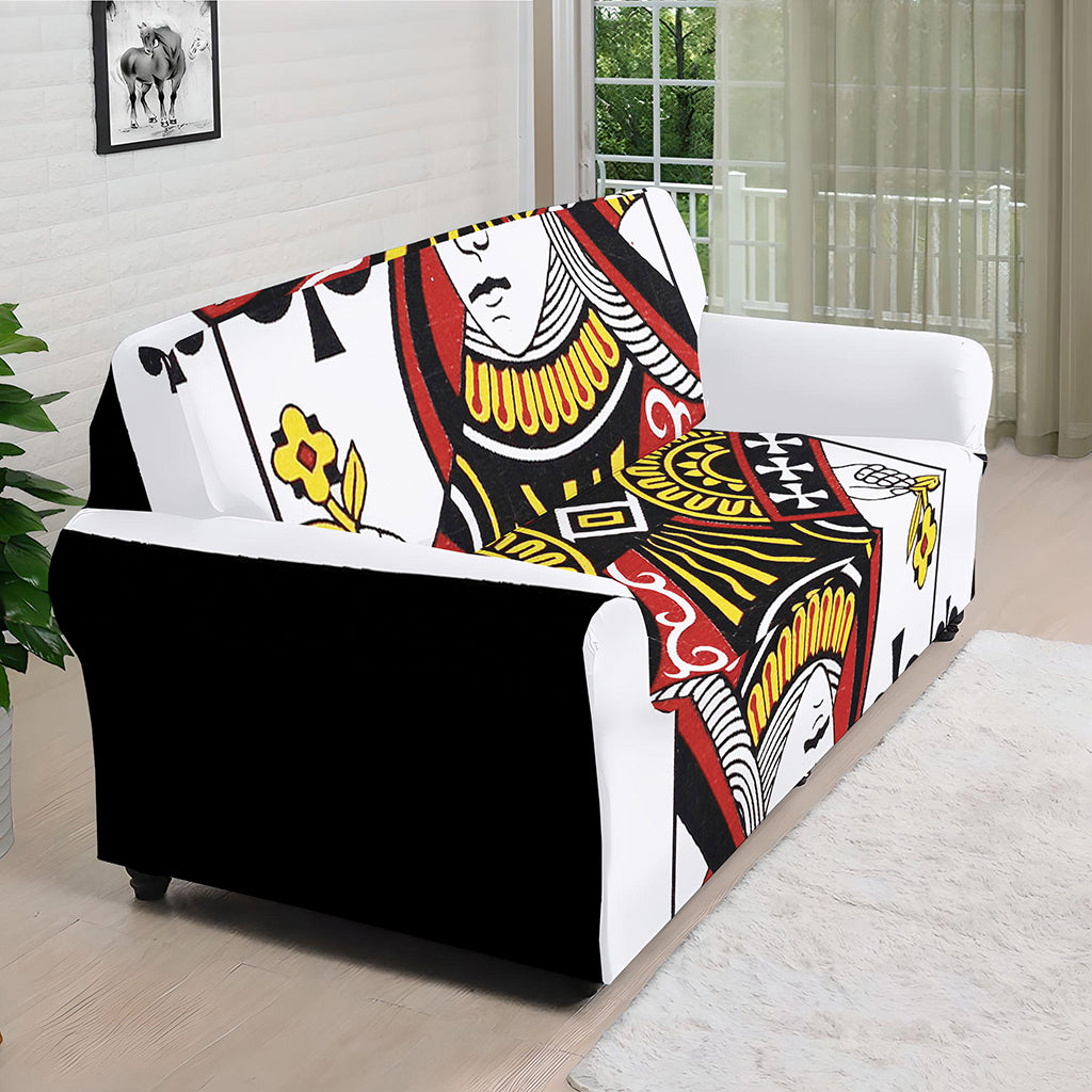 Queen Of Clubs Playing Card Print Sofa Cover