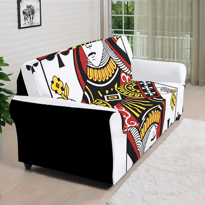 Queen Of Clubs Playing Card Print Sofa Cover