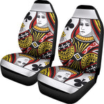 Queen Of Clubs Playing Card Print Universal Fit Car Seat Covers