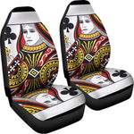 Queen Of Clubs Playing Card Print Universal Fit Car Seat Covers
