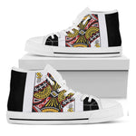 Queen Of Clubs Playing Card Print White High Top Shoes