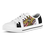 Queen Of Clubs Playing Card Print White Low Top Shoes
