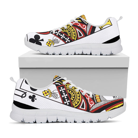 Queen Of Clubs Playing Card Print White Sneakers