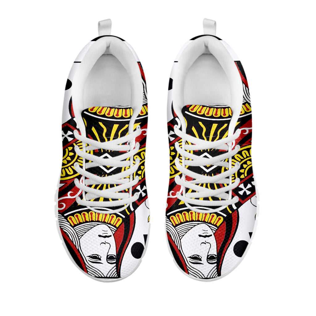 Queen Of Clubs Playing Card Print White Sneakers