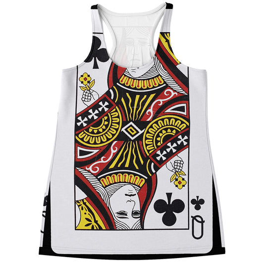 Queen Of Clubs Playing Card Print Women's Racerback Tank Top