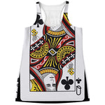 Queen Of Clubs Playing Card Print Women's Racerback Tank Top