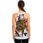 Queen Of Clubs Playing Card Print Women's Racerback Tank Top