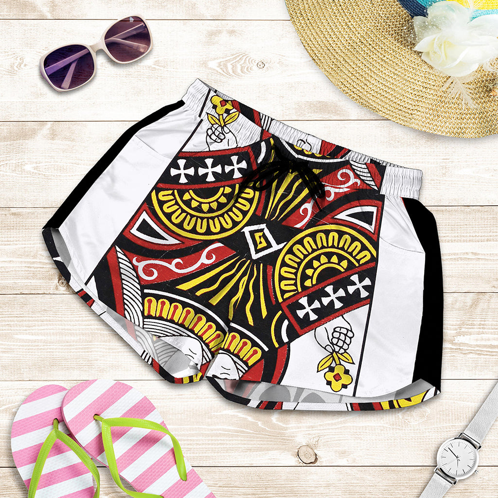Queen Of Clubs Playing Card Print Women's Shorts