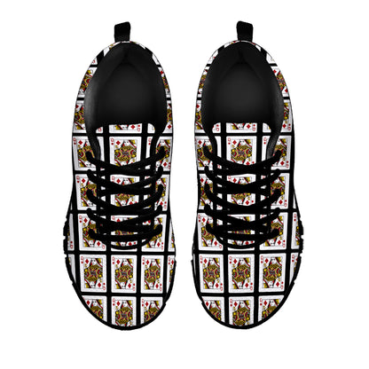 Queen Of Diamonds Playing Card Pattern Print Black Sneakers
