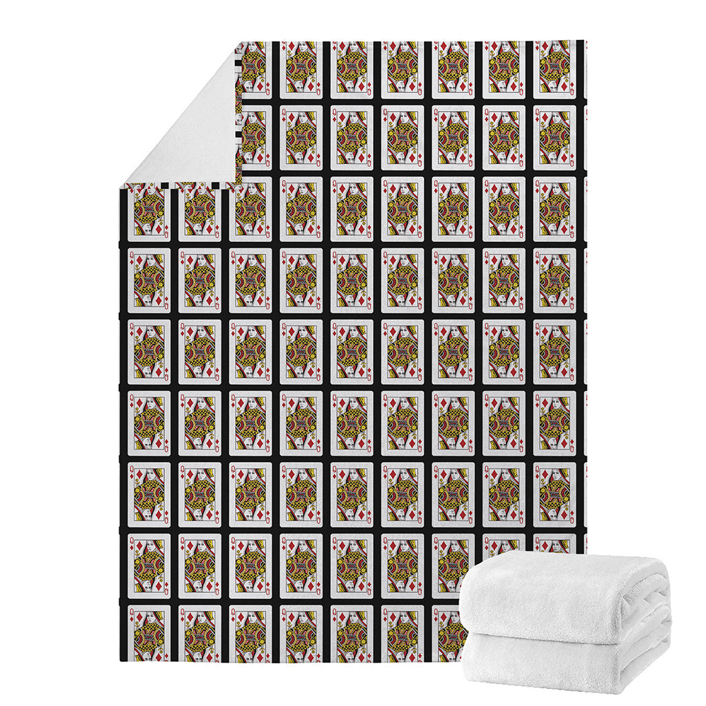 Queen Of Diamonds Playing Card Pattern Print Blanket