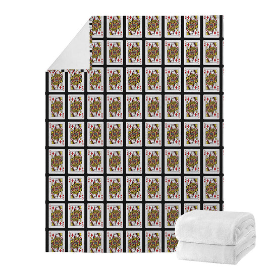 Queen Of Diamonds Playing Card Pattern Print Blanket