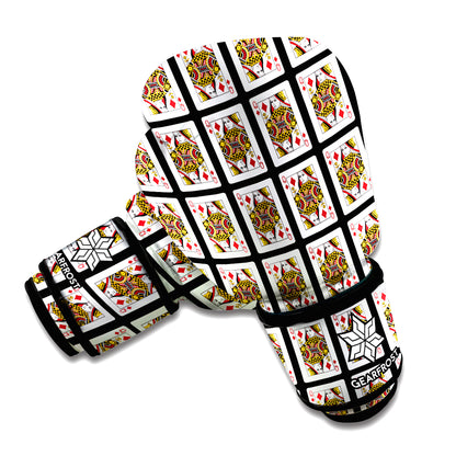 Queen Of Diamonds Playing Card Pattern Print Boxing Gloves