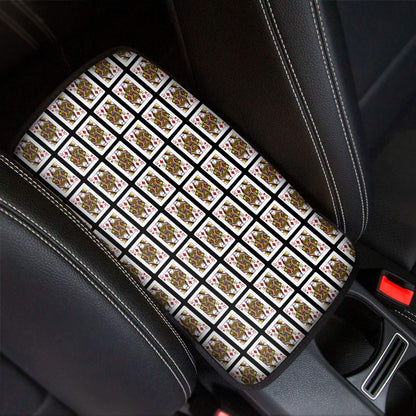 Queen Of Diamonds Playing Card Pattern Print Car Center Console Cover