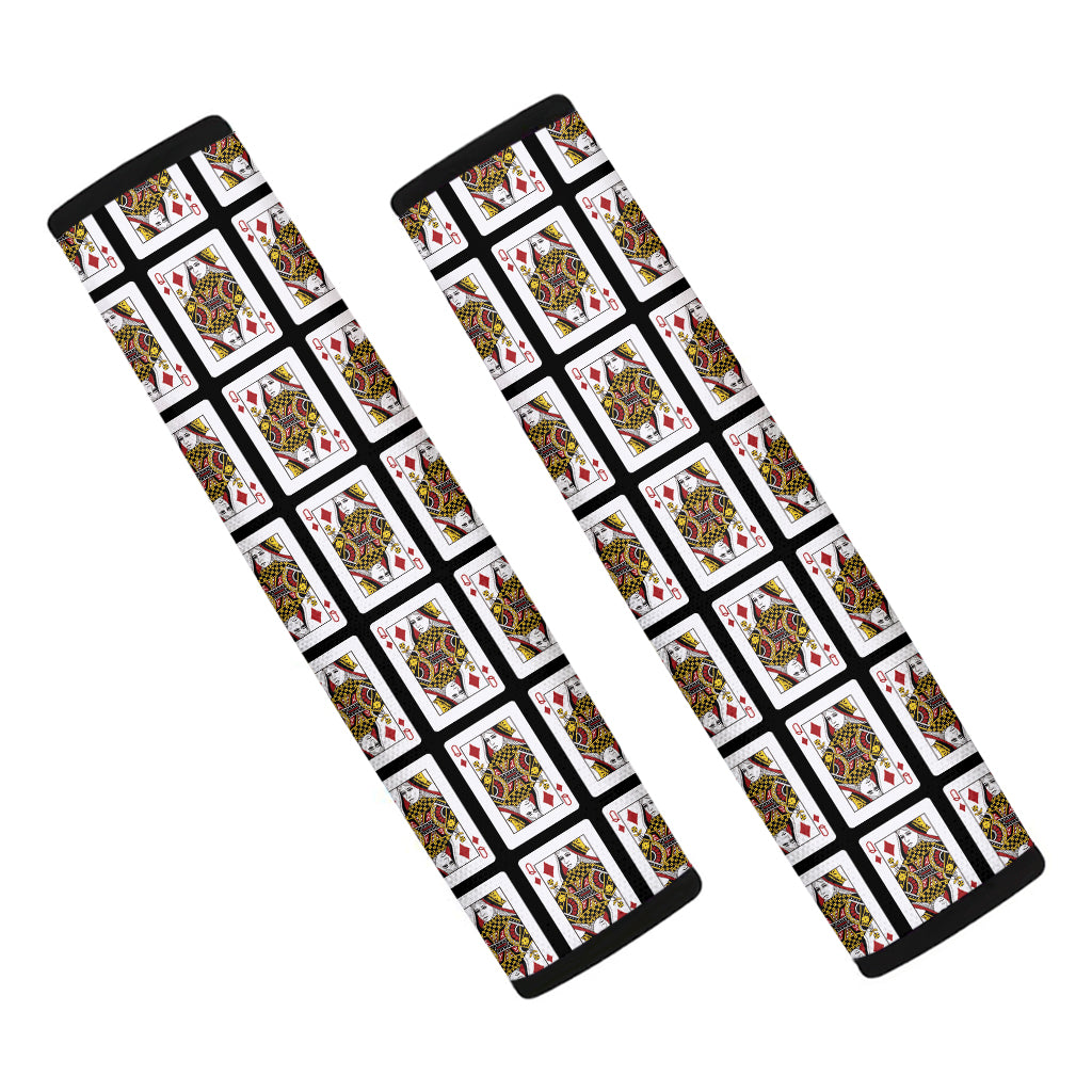 Queen Of Diamonds Playing Card Pattern Print Car Seat Belt Covers