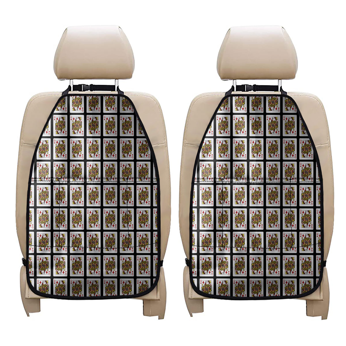 Queen Of Diamonds Playing Card Pattern Print Car Seat Organizers