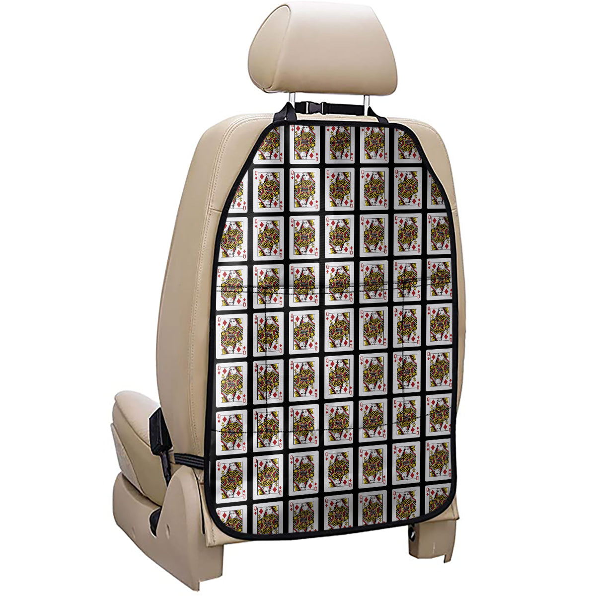 Queen Of Diamonds Playing Card Pattern Print Car Seat Organizers