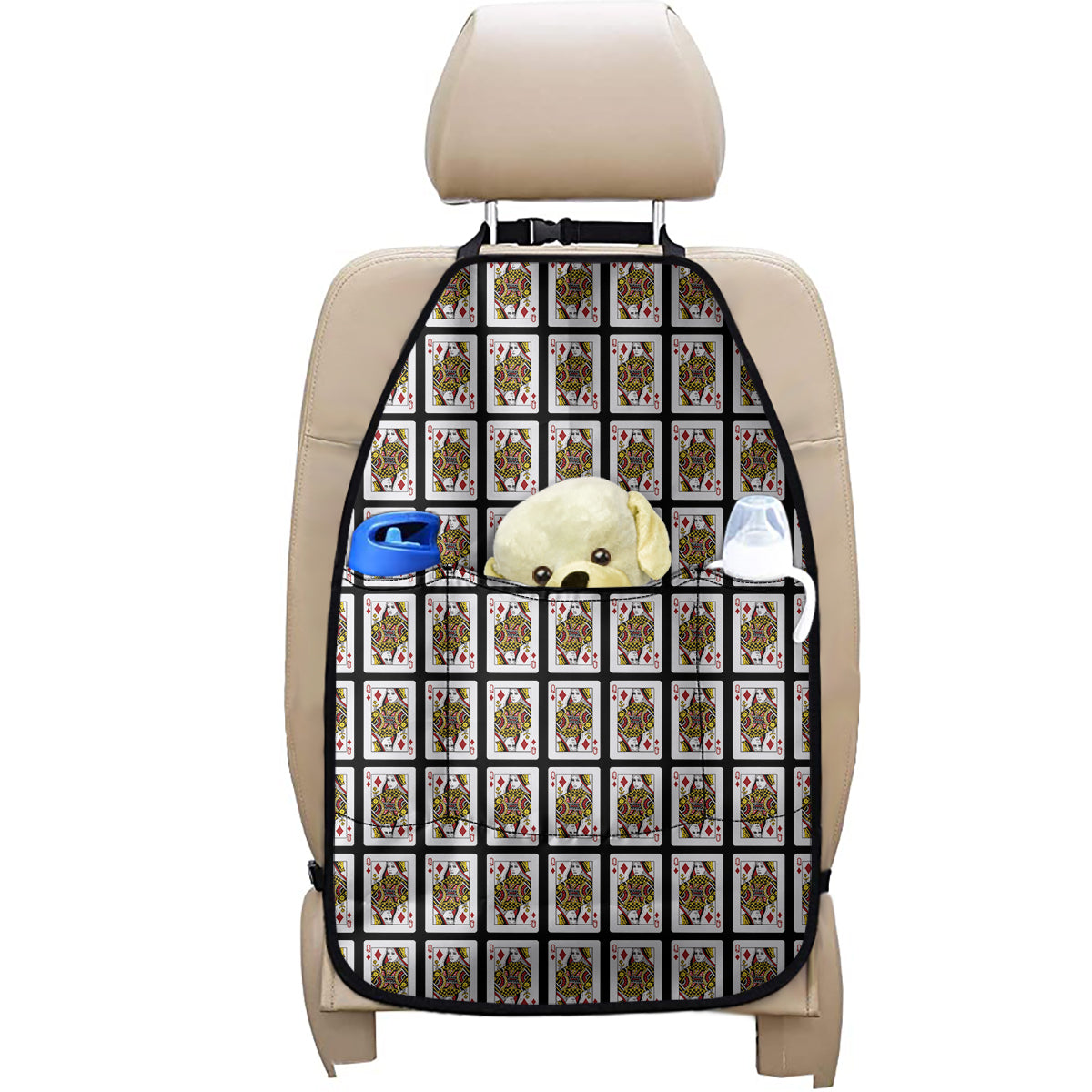Queen Of Diamonds Playing Card Pattern Print Car Seat Organizers
