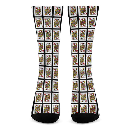 Queen Of Diamonds Playing Card Pattern Print Crew Socks