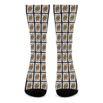 Queen Of Diamonds Playing Card Pattern Print Crew Socks