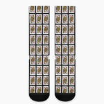 Queen Of Diamonds Playing Card Pattern Print Crew Socks