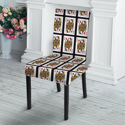 Queen Of Diamonds Playing Card Pattern Print Dining Chair Slipcover