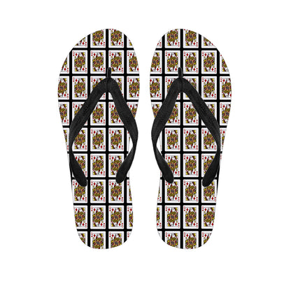 Queen Of Diamonds Playing Card Pattern Print Flip Flops