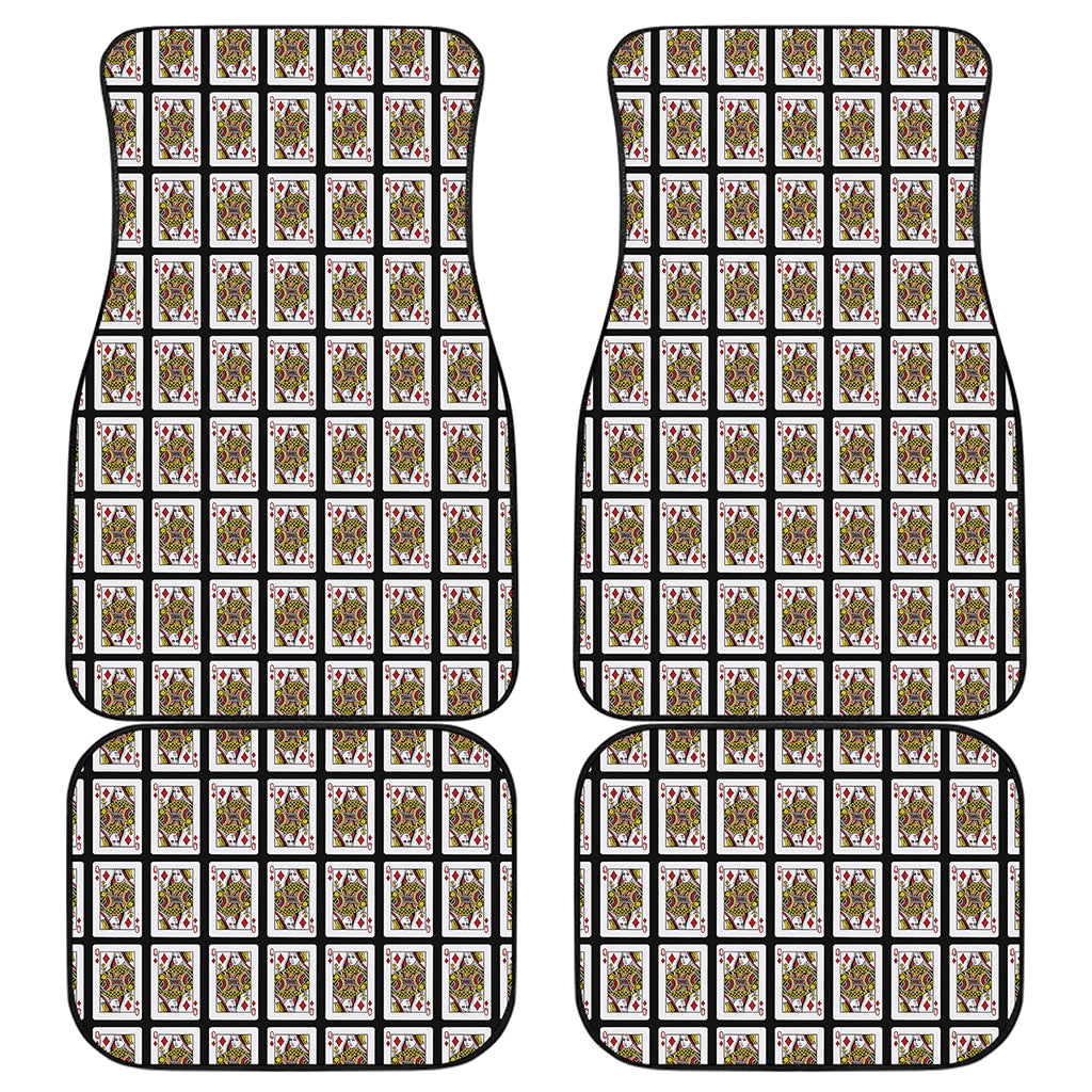 Queen Of Diamonds Playing Card Pattern Print Front and Back Car Floor Mats