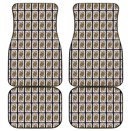 Queen Of Diamonds Playing Card Pattern Print Front and Back Car Floor Mats