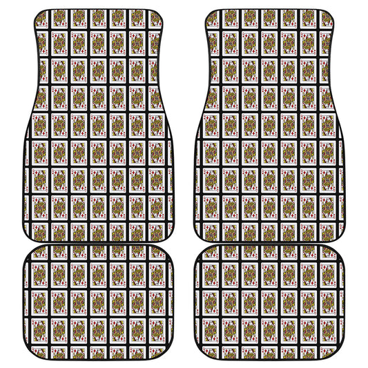 Queen Of Diamonds Playing Card Pattern Print Front and Back Car Floor Mats