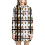 Queen Of Diamonds Playing Card Pattern Print Hoodie Dress