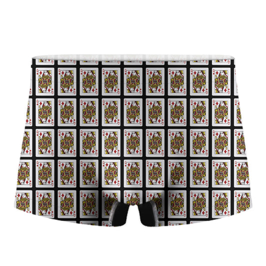 Queen Of Diamonds Playing Card Pattern Print Men's Boxer Briefs