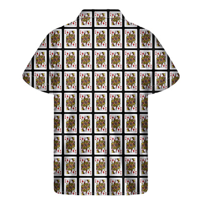Queen Of Diamonds Playing Card Pattern Print Men's Short Sleeve Shirt
