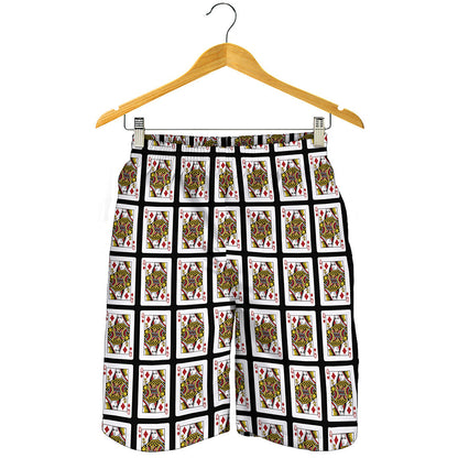 Queen Of Diamonds Playing Card Pattern Print Men's Shorts