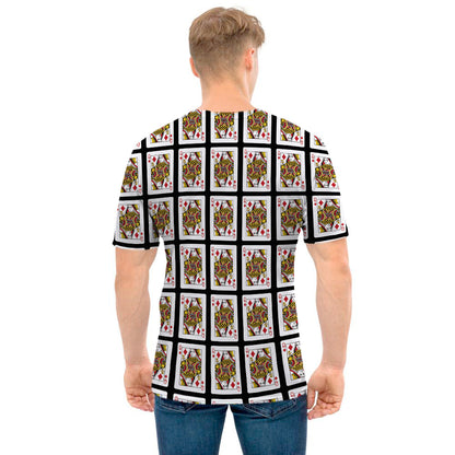 Queen Of Diamonds Playing Card Pattern Print Men's T-Shirt