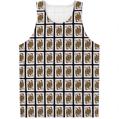 Queen Of Diamonds Playing Card Pattern Print Men's Tank Top