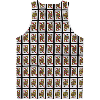 Queen Of Diamonds Playing Card Pattern Print Men's Tank Top
