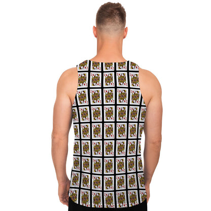 Queen Of Diamonds Playing Card Pattern Print Men's Tank Top