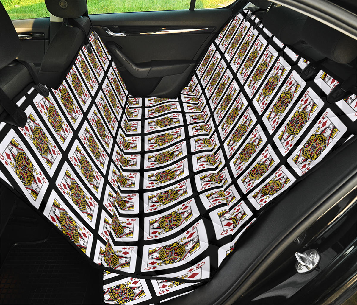 Queen Of Diamonds Playing Card Pattern Print Pet Car Back Seat Cover
