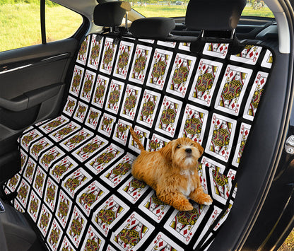 Queen Of Diamonds Playing Card Pattern Print Pet Car Back Seat Cover